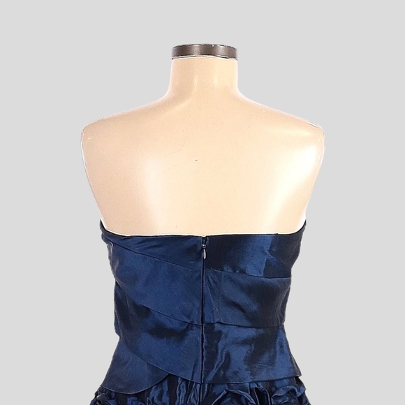 Laundry by Shelli Segal Strapless Navy Satin Rosette Cocktail Party Dress Size 6 - Picture 4 of 7